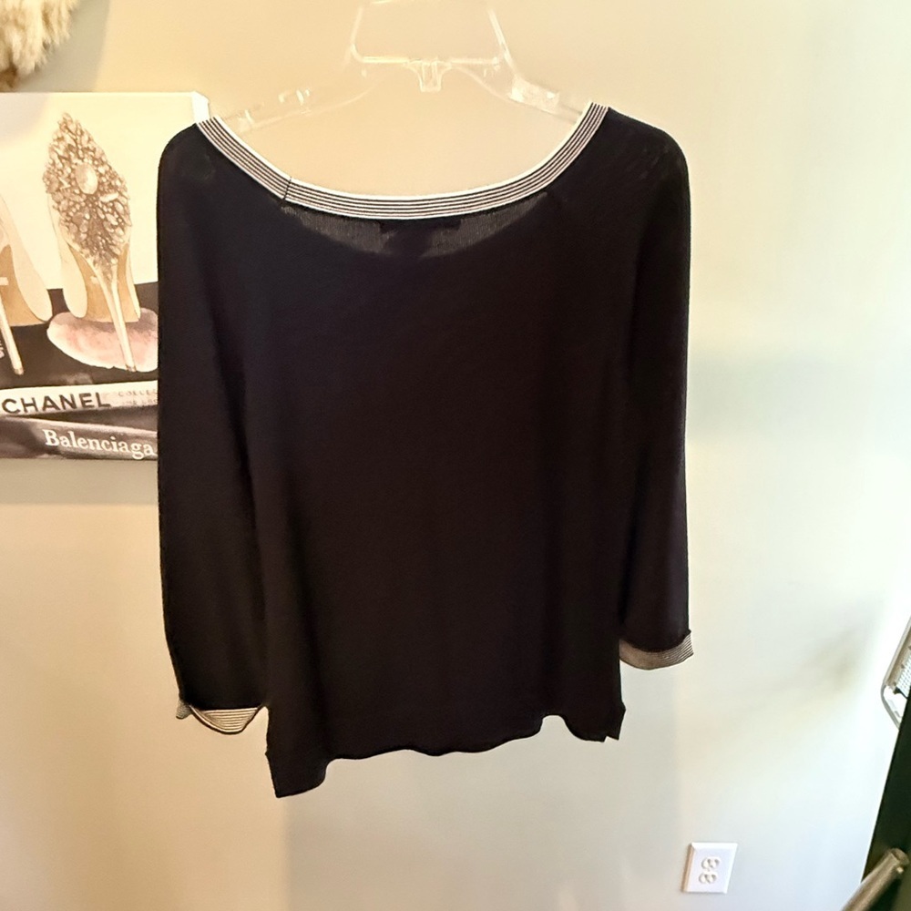 Les Copains 3/4 Sleeve Navy Boatneck Sweater Size 44/XL MSRP $550 from Saks - Picture 11 of 13